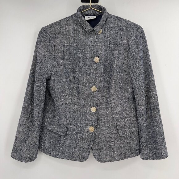 Akris Punto Plus 100% Silk Tweed Blazer Jacket Sz 14 - Picture 1 of 12